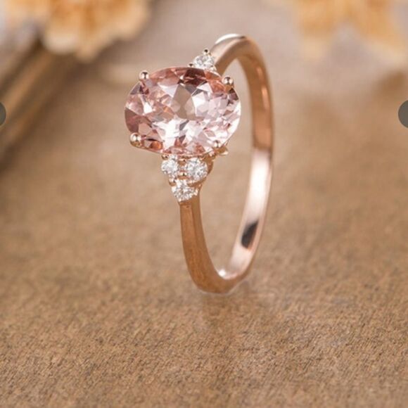 NEW Pink Sapphire 18 K Rose Gold Filled Ring 5 6 - Picture 5 of 11